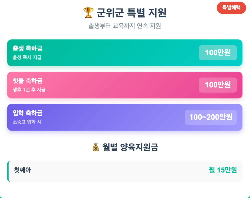대구 출산축하금 군위군 특별지원