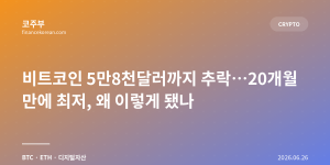 비트코인 5만8천달러까지 추락…20개월 만에 최저, 왜 이렇게 됐나