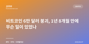 비트코인 6만 달러 붕괴, 1년 8개월 만에 무슨 일이 있었나