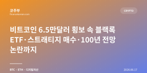 비트코인 6.5만달러 횡보 속 블랙록 ETF·스트래티지 매수·100년 전망 논란까지