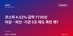 코스피 4.52% 급락 7730선 마감…외인·기관 5조 매도 폭탄 왜?