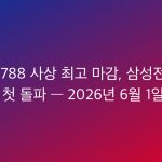 코스피 8788 사상 최고 마감, 삼성전자 시총 2000조 첫 돌파 — 2026년 6월 1일 시황