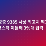 코스피 장중 9385 사상 최고치 찍고 9052 마감…코스닥 이틀째 3%대 급락