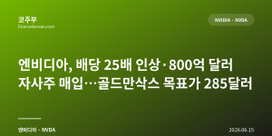 엔비디아, 배당 25배 인상·800억 달러 자사주 매입…골드만삭스 목표가 285달러