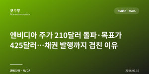 엔비디아 주가 210달러 돌파·목표가 425달러…채권 발행까지 겹친 이유