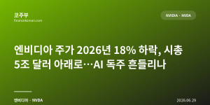 엔비디아 주가 2026년 18% 하락, 시총 5조 달러 아래로…AI 독주 흔들리나