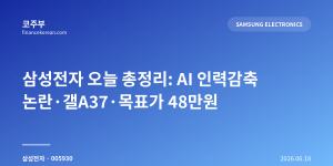 삼성전자 오늘 총정리: AI 인력감축 논란·갤A37·목표가 48만원