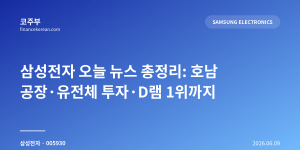 삼성전자 오늘 뉴스 총정리: 호남 공장·유전체 투자·D램 1위까지