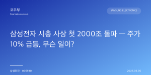 삼성전자 시총 사상 첫 2000조 돌파 — 주가 10% 급등, 무슨 일이?
