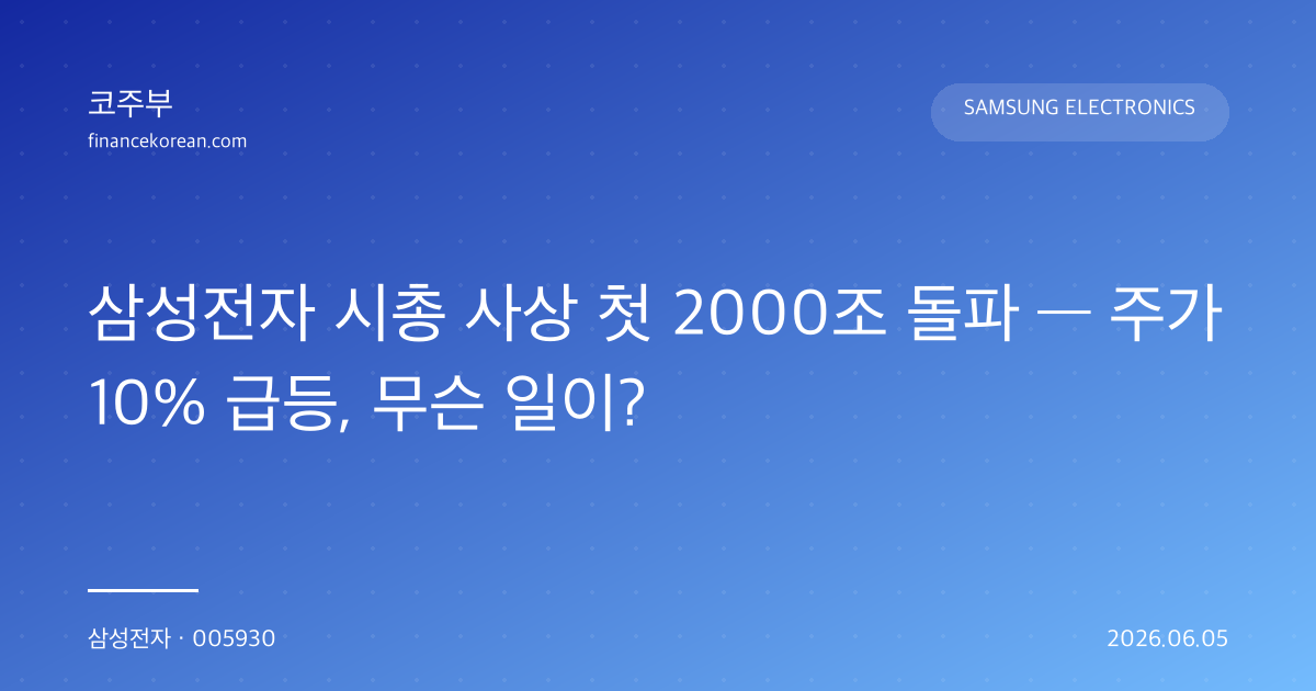 삼성전자 시총 사상 첫 2000조 돌파 — 주가 10% 급등, 무슨 일이?