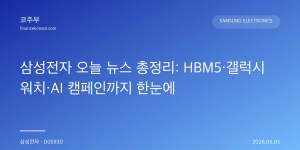 삼성전자 오늘 뉴스 총정리: HBM5·갤럭시 워치·AI 캠페인까지 한눈에
