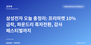 삼성전자 오늘 총정리: 프리마켓 10% 급락, 파운드리 흑자전환, 감사 페스티벌까지