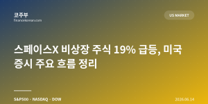 스페이스X 비상장 주식 19% 급등, 미국 증시 주요 흐름 정리