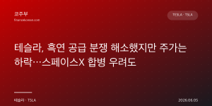 테슬라, 흑연 공급 분쟁 해소했지만 주가는 하락…스페이스X 합병 우려도