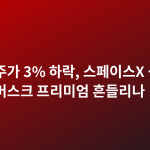 테슬라 주가 3% 하락, 스페이스X 상장 앞두고 머스크 프리미엄 흔들리나