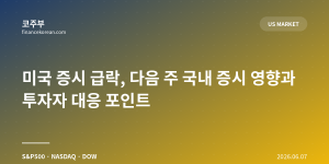 미국 증시 급락, 다음 주 국내 증시 영향과 투자자 대응 포인트