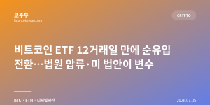 비트코인 ETF 12거래일 만에 순유입 전환…법원 압류·미 법안이 변수