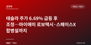 테슬라 주가 6.69% 급등 후 조정…마이애미 로보택시·스페이스X 합병설까지
