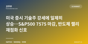 미국 증시 기술주 강세에 일제히 상승…S&P500 7575 마감, 반도체 랠리 재점화 신호